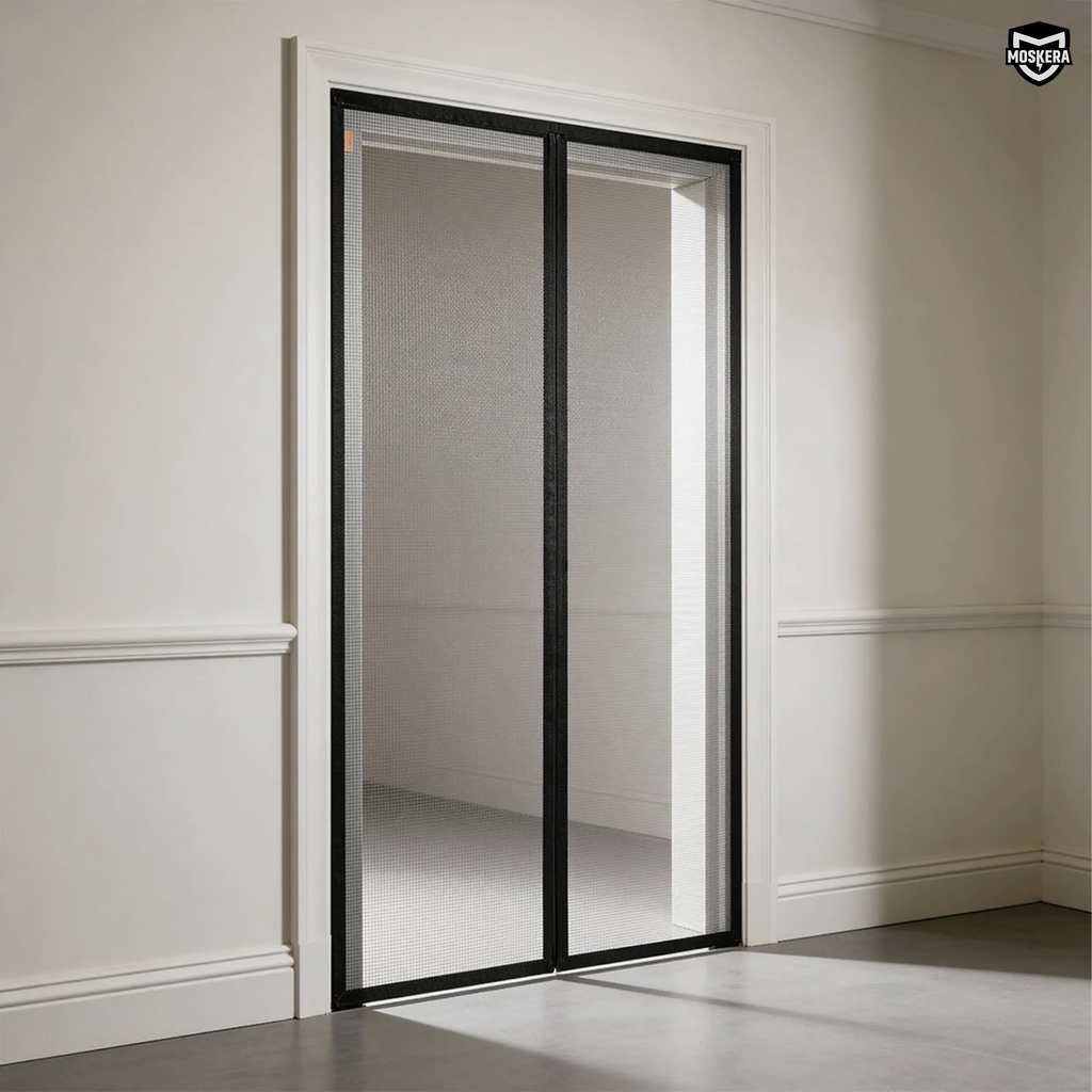 Magnetic door screen close up