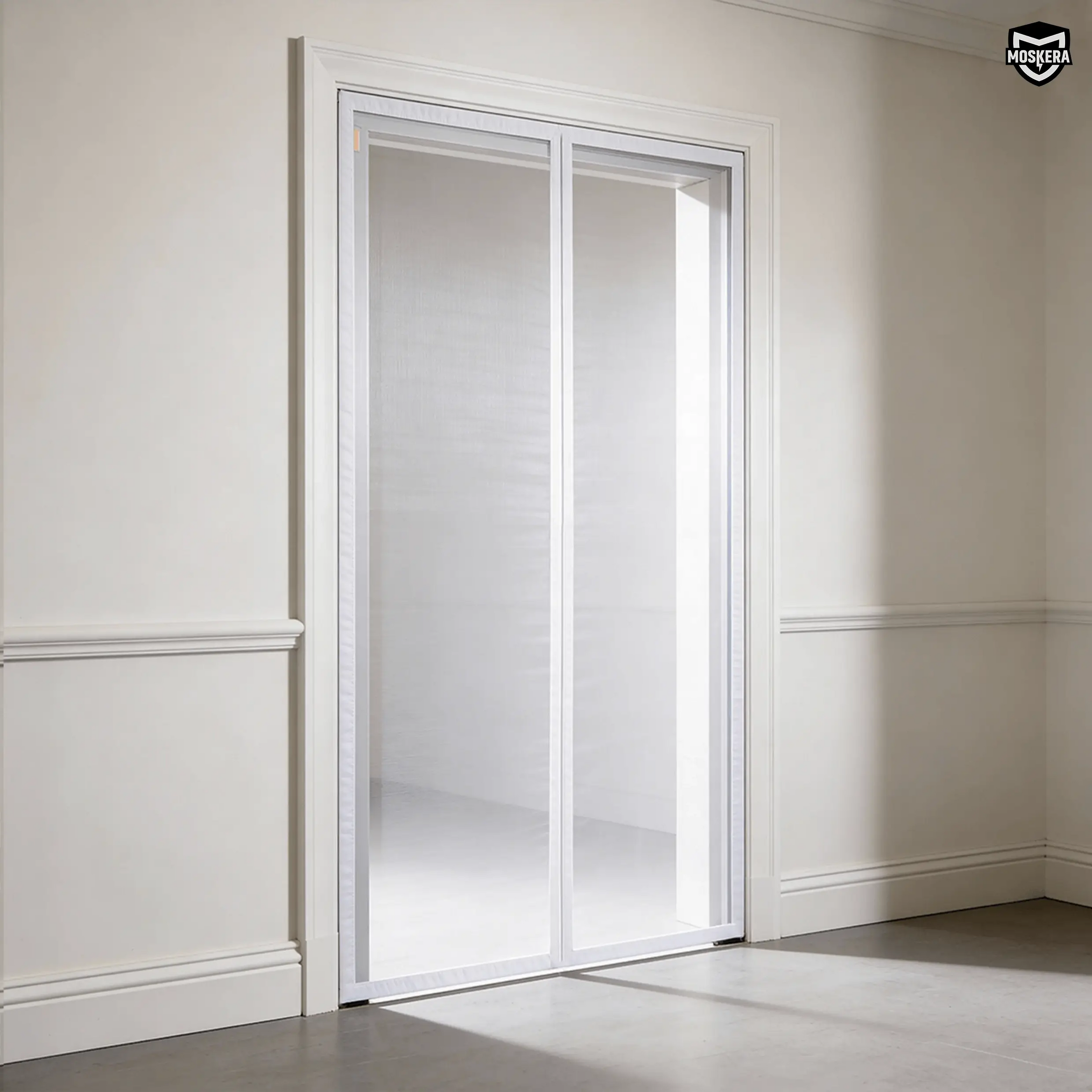 Magnetic door screen in use